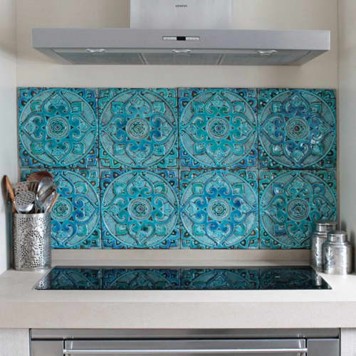 Kitchen Backsplash with Handmade Spanish Turquoise Tile - 1 by GVEGA