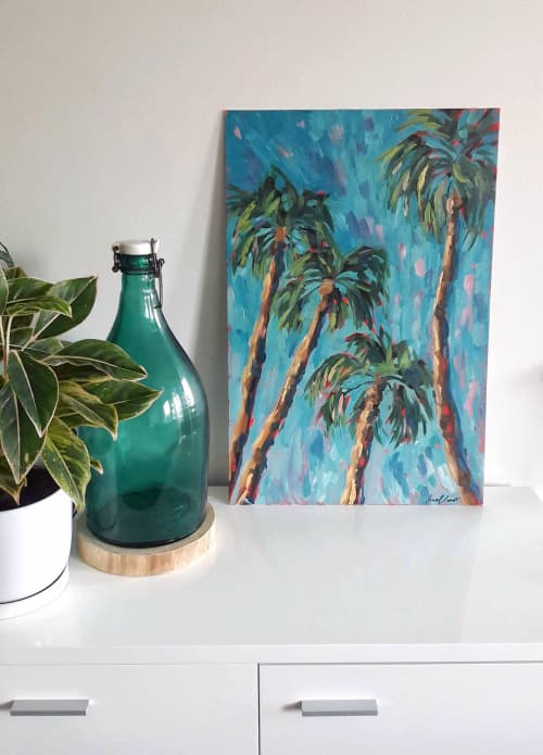 Palms study | Oil And Acrylic Painting in Paintings by Lina Vonti. Item composed of synthetic