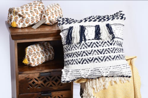 Ava Boho Artisanal Weave Handloom Cushion-Handcraft Cotton | Pillows by Humanity Centred Designs. Item made of cotton works with boho & minimalism style