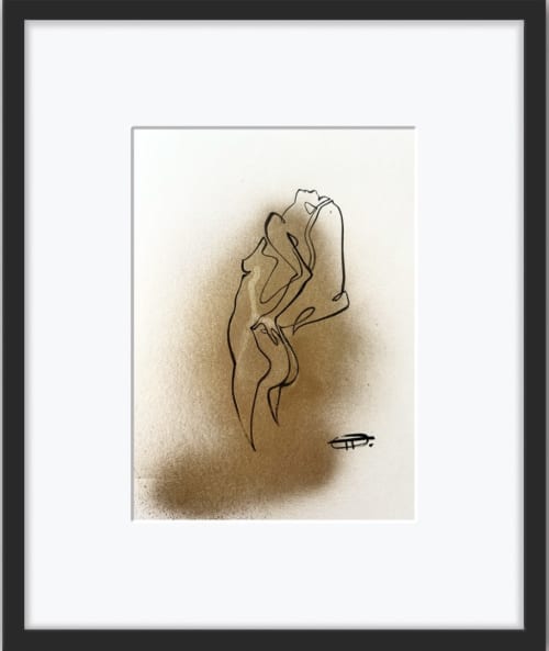 Painting minimalistic graphics with feminine figure lineart | Drawing in Paintings by Oplyart. Item made of paper compatible with minimalism and contemporary style