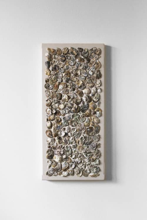 Oyster Shell Wall Sculpture | Wall Hangings by andagain. Item composed of canvas in minimalism or japandi style
