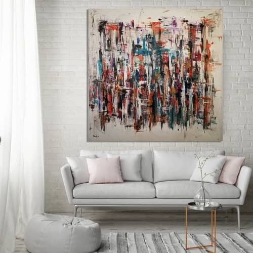 ״Outlines״ | Oil And Acrylic Painting in Paintings by Shirly Maimom Art. Item composed of canvas in contemporary or art deco style