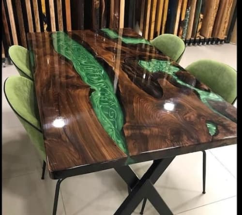 Epoxy Dining Table, Epoxy Resin Table, Epoxy Wood Table | Tables by Innovative Home Decors. Item composed of wood in country & farmhouse or art deco style