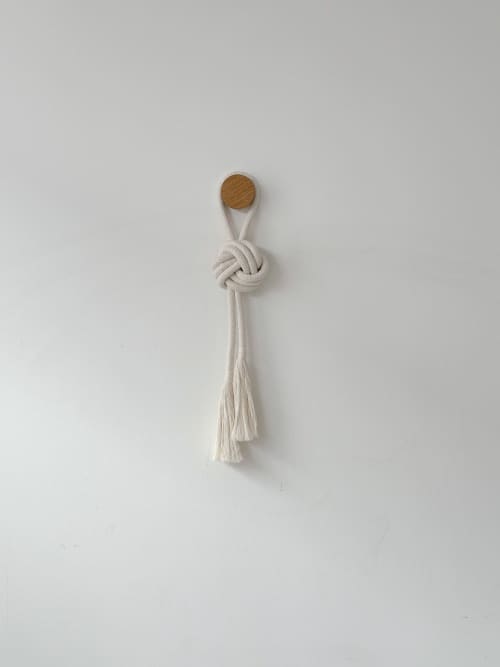 KNOT 001 | Rope Sculpture Wall Hanging | Wall Sculpture in Wall Hangings by Ana Salazar Atelier. Item composed of oak wood and cotton in contemporary or country & farmhouse style