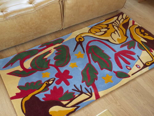 Crane, Heron And Goose | Small Rug in Rugs by Tuft Love Studio. Item composed of cotton & fiber