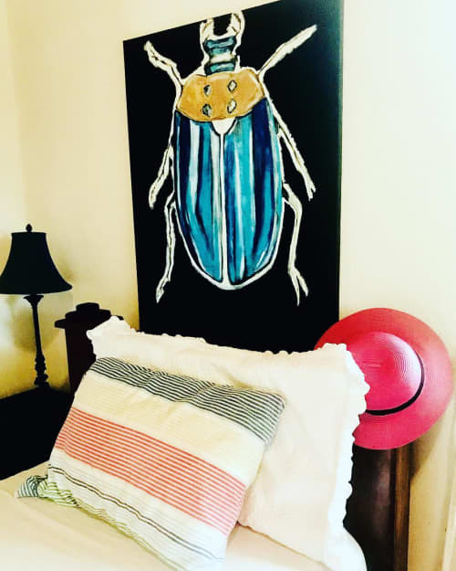 Beetle Painting | Oil And Acrylic Painting in Paintings by Lulu Bella Art. Item composed of canvas and synthetic