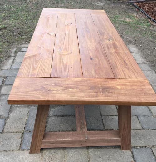 Farmhouse Table | Dining Table in Tables by Wood and Stone Designs. Item composed of wood