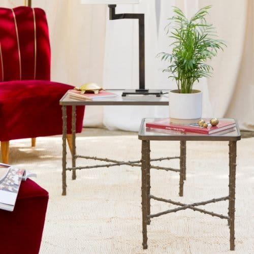 Rosa canina brass side table | Tables by Bronzetto. Item composed of brass and glass