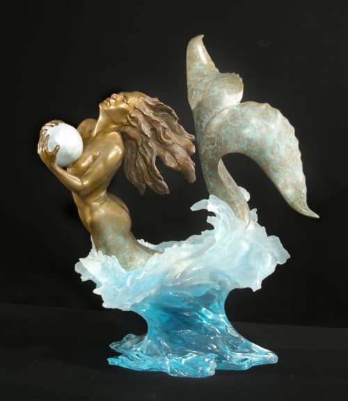 Pearl Diver | Sculptures by Jeff Hall Studio. Item composed of bronze and synthetic