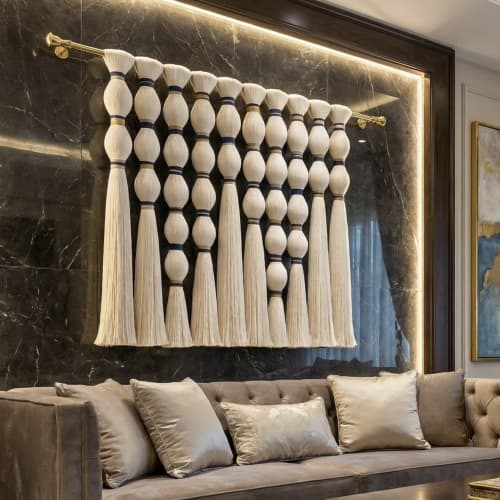 Boho woven wall hanging large wall weaving tapestry | Macrame Wall Hanging in Wall Hangings by Sarmal Design. Item composed of cotton and metal in boho or contemporary style