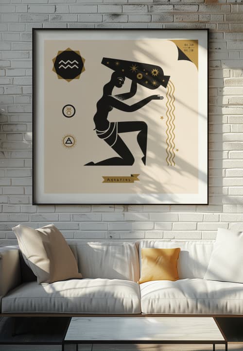 Celestial Zodiac Series – Noir Edition | Prints by Kirsten Ulve. Item composed of paper in minimalism or mid century modern style