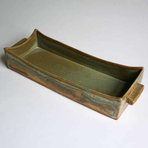 Serving Tray in Lichen | Serveware by Keyes Pottery. Item composed of ceramic