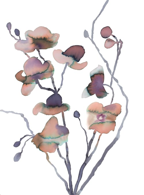 Orchids : Original Ink Painting | Watercolor Painting in Paintings by Elizabeth Beckerlily bouquet. Item made of paper works with boho & minimalism style