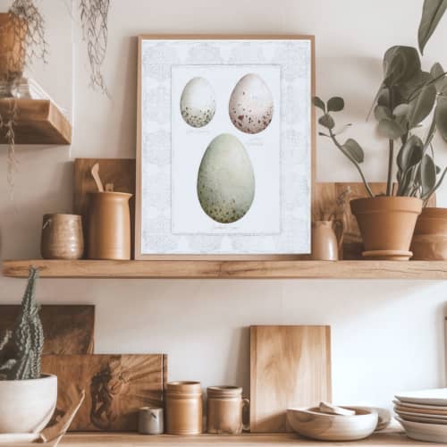 Speckled Bird Egg Illustration Art Print | Prints by Jennifer Lorton Art. Item composed of paper compatible with country & farmhouse and rustic style