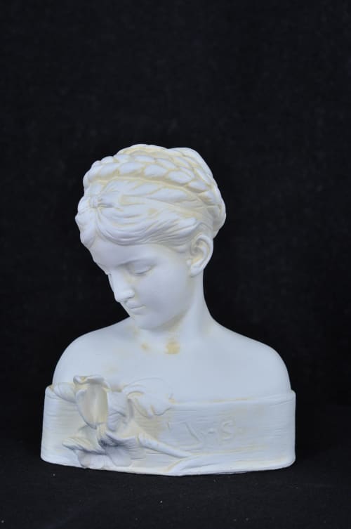 Bust Girl with braids all hand made in Europe | Decorative Tray in Decorative Objects by ultimate European. Item in mid century modern or country & farmhouse style