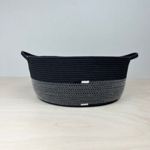 Black cotton rope multipurpose storage basket | Storage by Crafting the Harvest. Item made of cotton works with boho & contemporary style