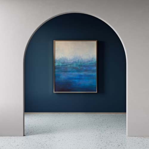 Blue Textured Painting | Oil And Acrylic Painting in Paintings by Elsa Jeandedieu Studio. Item made of cement