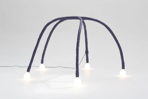 Playful Purple Floor Lamp - IC 13 by Studio Josha | Lamps by Studio Josha. Item composed of steel and fiber in contemporary or eclectic & maximalism style