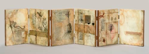 French Notebook | Oil And Acrylic Painting in Paintings by Ann Holsberry. Item made of wood