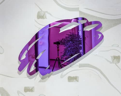 Round Scribble Mirror (Purple) | Decorative Objects by Ryan Coleman. Item made of synthetic compatible with minimalism and contemporary style