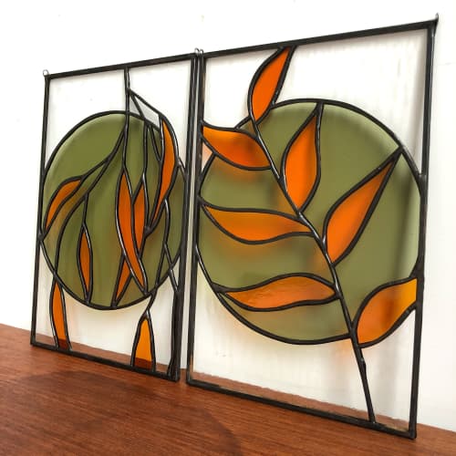 Botanical Stained Glass | Wall Sculpture in Wall Hangings by Glass Beat. Item made of metal & glass