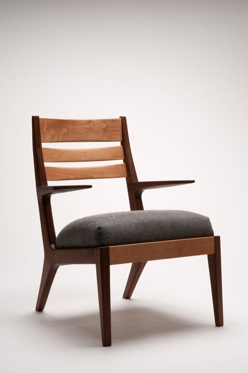 Cantilever Arm Chair | Armchair in Chairs by Zillion Design. Item composed of walnut and fabric