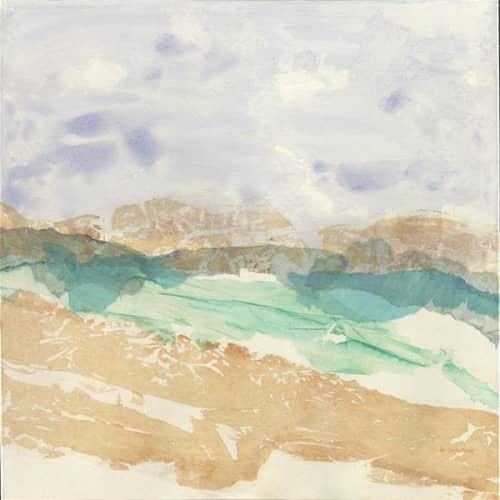 Geode Mountain in Washi | Oil And Acrylic Painting in Paintings by Jan Sullivan Fowler. Item made of paper with synthetic