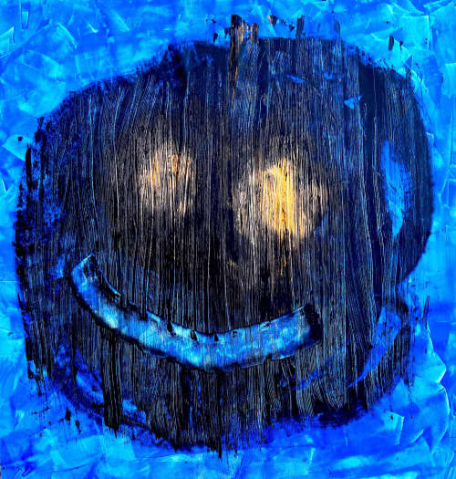 Blue Moon XL | 41x43 | Moon Abstract Art | Oil And Acrylic Painting in Paintings by Jacob von Sternberg Large Abstracts. Item composed of canvas and synthetic