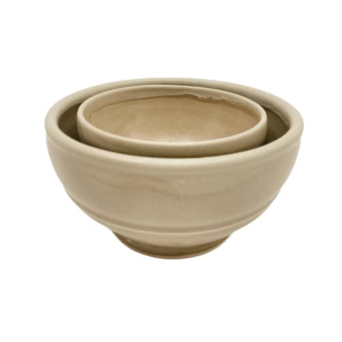Set of 2 Nesting Bowls in taupe | Dinnerware by Alissa Goss Ceramics & Pottery. Item made of stoneware works with minimalism & contemporary style