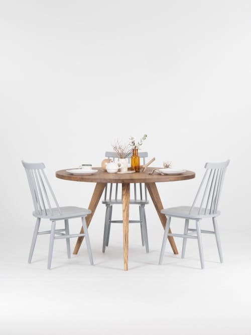 OKKO - Reclaimed round wood table, handmade dining table | Tables by Mo Woodwork | Stalowa Wola in Stalowa Wola. Item made of oak wood compatible with minimalism and mid century modern style