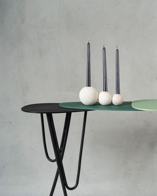 Boule candle holder - bougeoir #1 | Decorative Objects by Nadine Hajjar Studio. Item composed of walnut and copper in minimalism or contemporary style