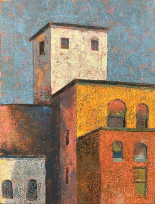 Spanish Quarter | Mixed Media in Paintings by Rich Godfrey. Item composed of wood and canvas in minimalism or mid century modern style
