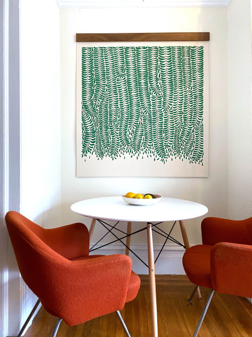 Fern Canyon Tapestry 50x50” Walnut Beam | Wall Hangings by Anastasia Tumanova. Item composed of walnut and fiber