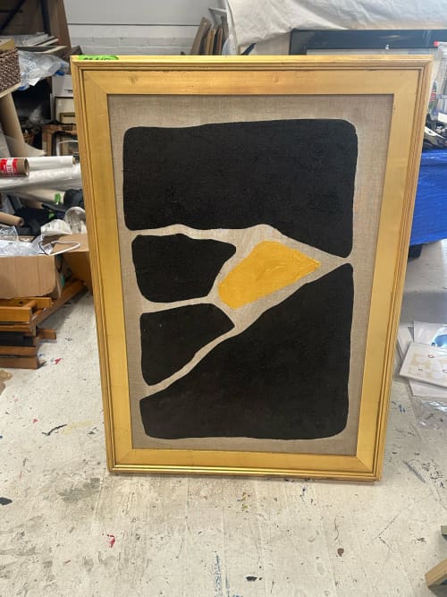 Gold and Carbon Painting on Spanish Linen Minimalist Paintin | Oil And Acrylic Painting in Paintings by RGB Fine Art. Item composed of canvas in minimalism or contemporary style