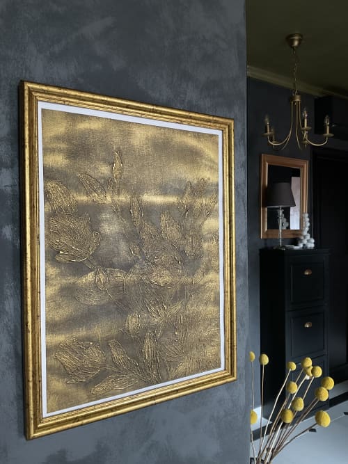 'Golden Eustoma' | Mixed Media by IRENA TONE. Item compatible with minimalism and eclectic & maximalism style