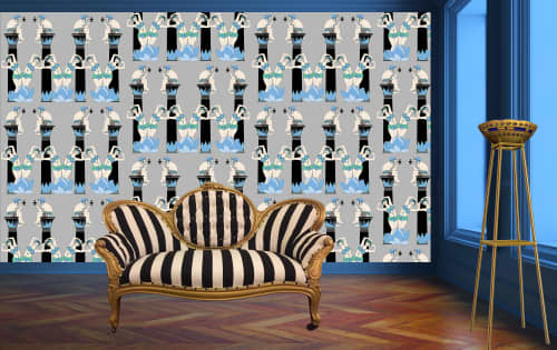 LOT01 BLUE | Wallpaper in Wall Treatments by ART DECOR DESIGNS. Item composed of paper