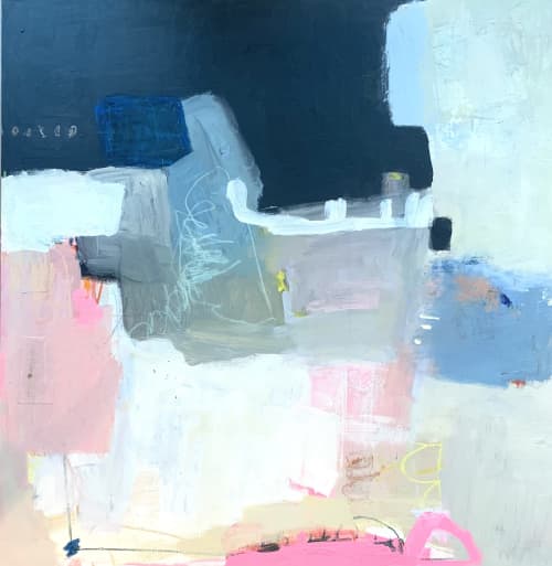 Blissfully Blue | Oil And Acrylic Painting in Paintings by Laurie Kwo. Item composed of canvas