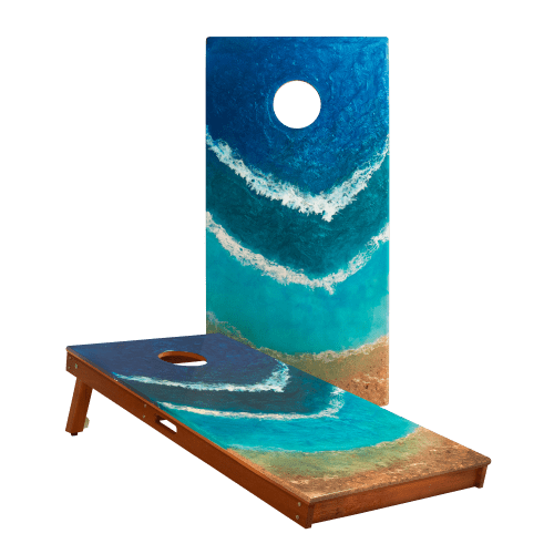 The Beach Epoxy Resin Mahogany Pathfinder ART Cornhole Board | Furniture by Elakai Outdoor