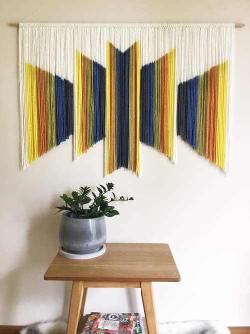 MAZE Art Deco 3D Modern Textile Fiber Art Tapestry | Wall Hangings by Wallflowers Hanging Art. Item composed of fiber in mid century modern or contemporary style
