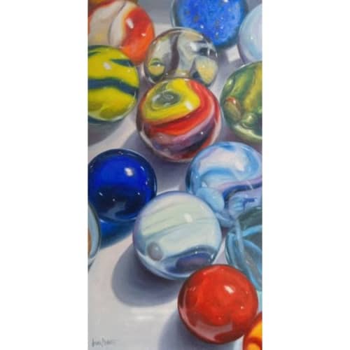 'Rainbow Marble' Original Oil Painting | Oil And Acrylic Painting in Paintings by Jenny Stewart's Fine Art. Item composed of canvas in contemporary or country & farmhouse style