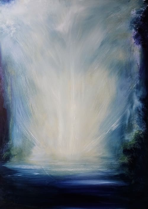 Meet me there - Abstract seascape painting | Oil And Acrylic Painting in Paintings by Jennifer Baker Fine Art. Item made of canvas compatible with contemporary and coastal style
