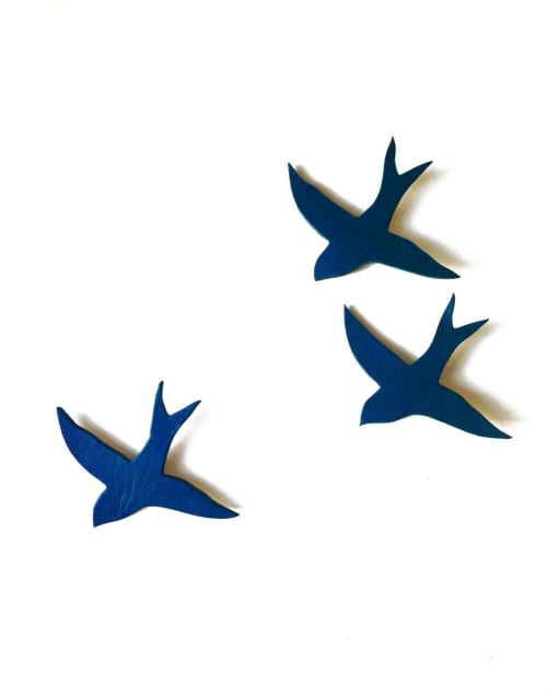 We Three Together - Set Of 3 Deep Navy Blue Swallow | Art & Wall Decor by Elizabeth Prince Ceramics