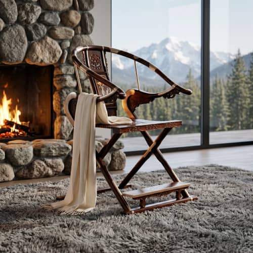 Imperial Ming Dynasty Style Folding Horseshoe Chair II | Folding Chair in Chairs by Dynasty Artisan. Item composed of wood compatible with contemporary and eclectic & maximalism style
