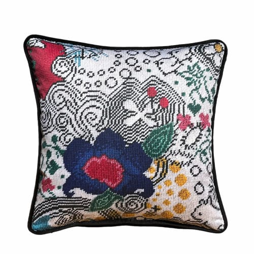 organic cotton sateen WILD WORLD feather down pillow | Pillows by Mommani Threads | Cotswold Village in Charlotte. Item composed of fabric in boho or eclectic & maximalism style