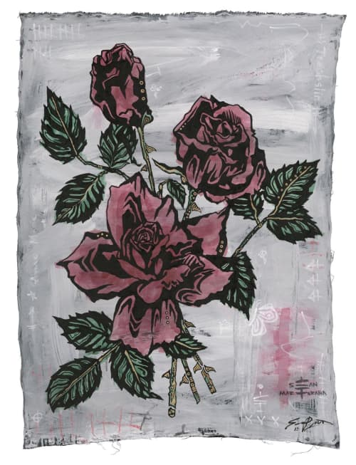 Three Roses - Sean Martorana | Oil And Acrylic Painting in Paintings by Sean Martorana. Item made of canvas with synthetic