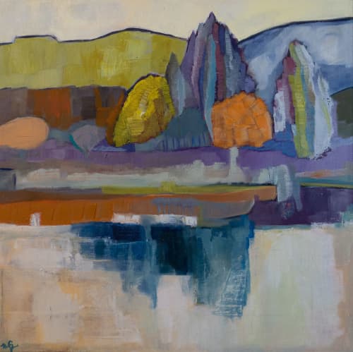 Reflections | Oil And Acrylic Painting in Paintings by Cécile Ganne. Item made of canvas with synthetic