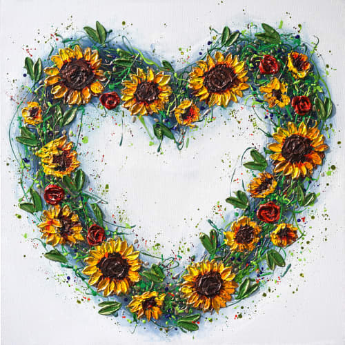May your Heart Bloom with Love | Oil And Acrylic Painting in Paintings by DaggArt. Item made of canvas with synthetic