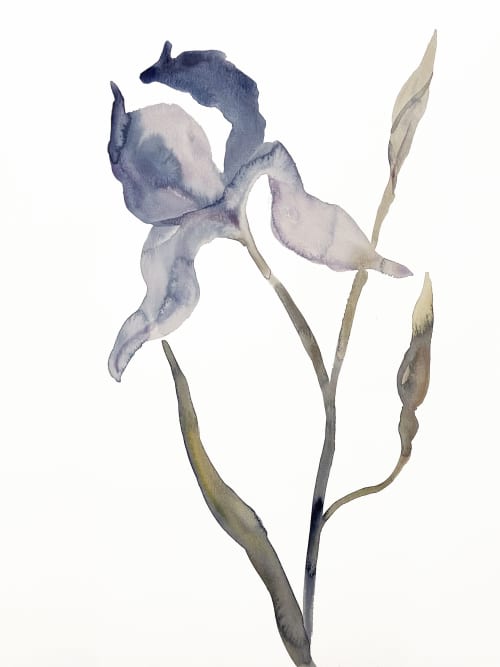 Iris No. 169 : Original Watercolor Painting | Paintings by Elizabeth Becker. Item composed of paper in minimalism or contemporary style