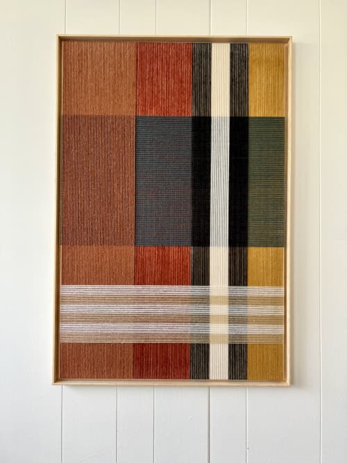 Wrapped Panel #155 | Wall Sculpture in Wall Hangings by Anna Beurskens - Lines By Anna. Item composed of fiber in contemporary or coastal style
