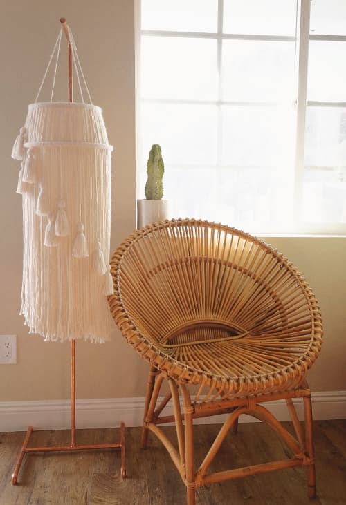 Fiber Art Chandelier | Chandeliers by Tiffany Lusteg. Item composed of fabric and fiber